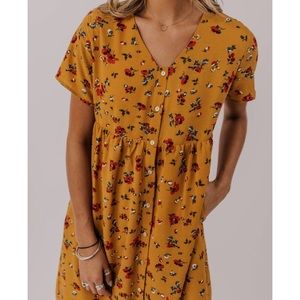 Roolee Floral Mustard Yellow The Indie Dress
